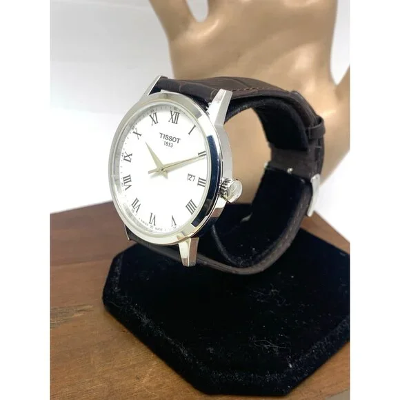 Tissot Men's Watch T1294101601300 Swiss Quartz White Dial Brown Leather 42mm - Picture 2 of 14